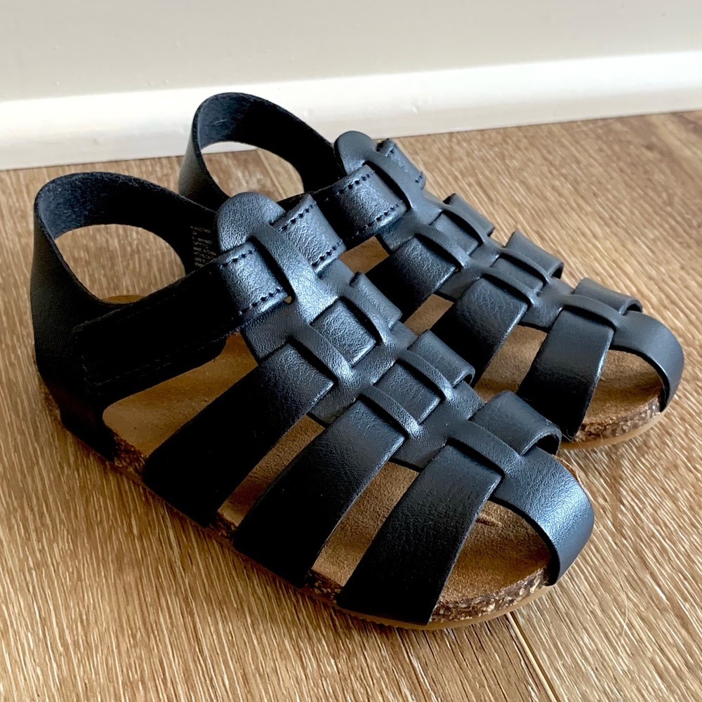 NWOT Toddler Baby Boys 6 Sandals With Velcro Strap Dark Navy Blue Never Worn!